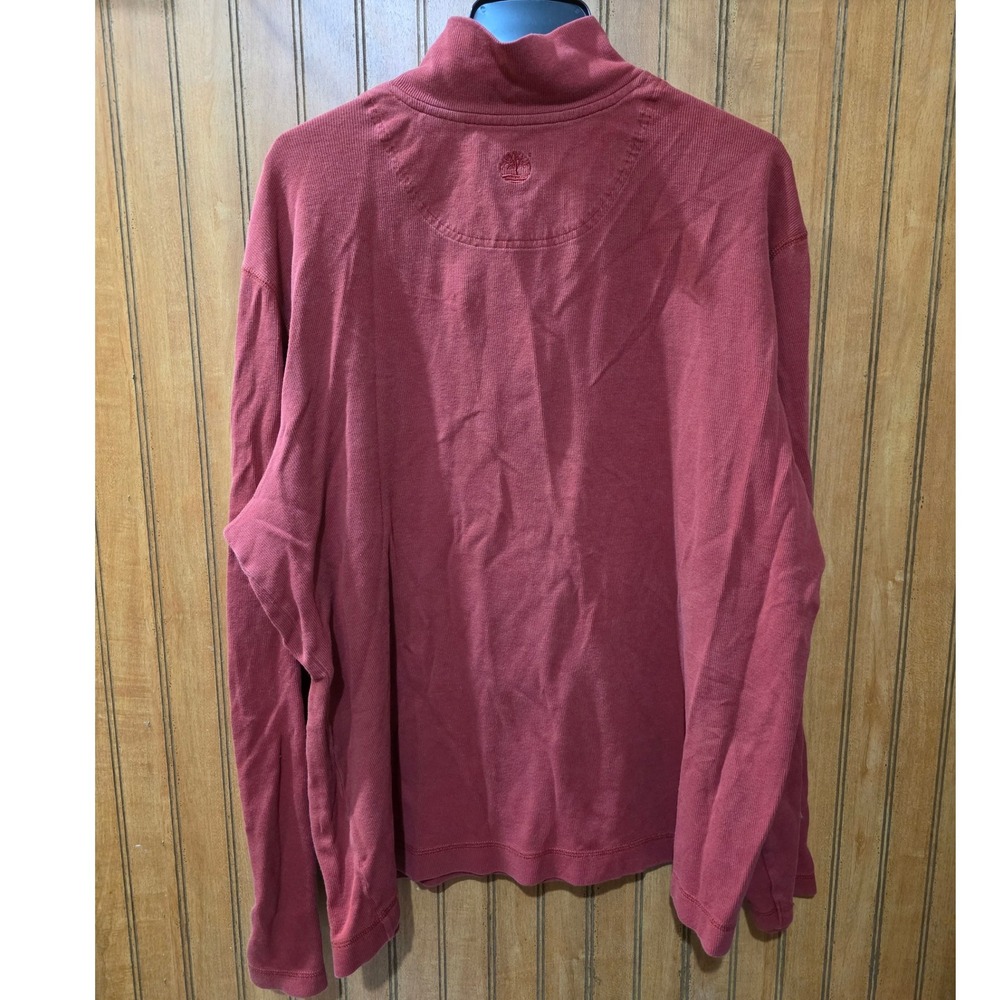 Timberland Quarter Zip Pullover Rust Mock Neck Long Sleeve Casual XL - Picture 2 of 3